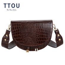 Load image into Gallery viewer, Women Alligator Pattern Over the Crossbody Bag Crocodile Semicircle Saddle Bags Soft