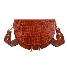 Load image into Gallery viewer, Women Alligator Pattern Over the Crossbody Bag Crocodile Semicircle Saddle Bags Soft